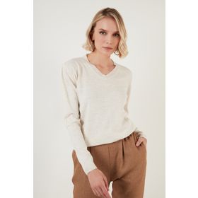 Lela 6327030 Soft Akrilik V Yaka Triko Kadın Kazak