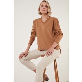 Lela 6327030 Soft Akrilik V Yaka Triko Kadın Kazak
