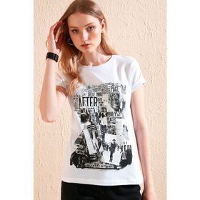 Lela Bayan 6001004 Beyaz Kadın Tshirt