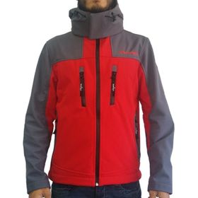 Lemigo Softshell Kırmızı-Gri Kapşonlu Mont