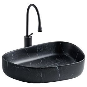 Lena E-2107SM Siyah Mermer Tezgahüstü Lavabo