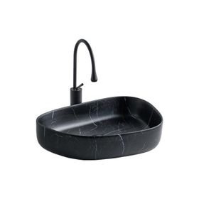 Lena E-2107SM Siyah Mermer Tezgahüstü Lavabo