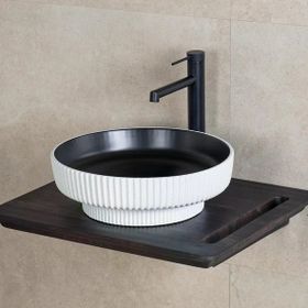 Lena E-W1501MSB Mat Siyah Beyaz Tezgah Üstü Lavabo