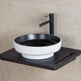 Lena E-W1501MSB Mat Siyah Beyaz Tezgah Üstü Lavabo