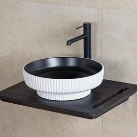 Lena E-W1501MSB Mat Siyah Beyaz Tezgah Üstü Lavabo
