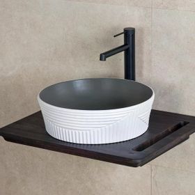 Lena E-W1502MKG Mat Gri Beyaz Tezgah Üstü Lavabo