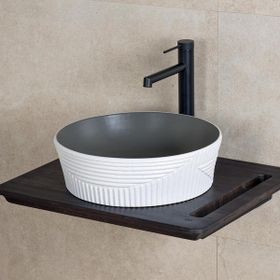 Lena E-W1502MKG Mat Gri Beyaz Tezgah Üstü Lavabo