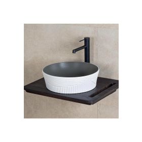 Lena E-W1502MKG Mat Gri Beyaz Tezgah Üstü Lavabo