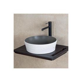 Lena E-W1502MKG Mat Gri Beyaz Tezgah Üstü Lavabo