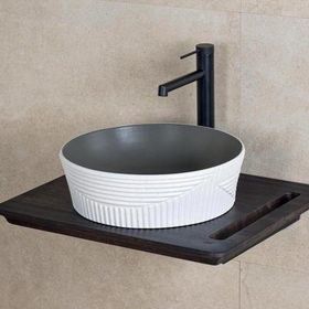 Lena E-W1502MKG Mat Gri Beyaz Tezgah Üstü Lavabo