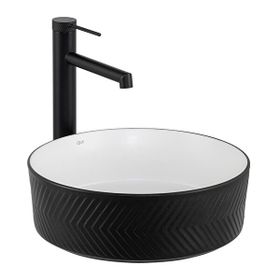 Lena E-W5002SB Mat Siyah Beyaz Tezgah Üstü Lavabo