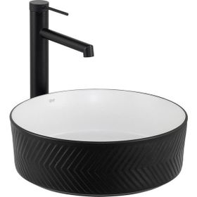 Lena E-W5002SB Mat Siyah Beyaz Tezgah Üstü Lavabo