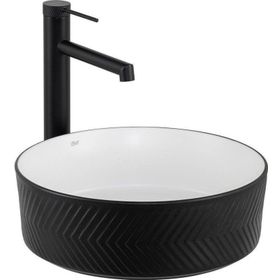 Lena E-W5002SB Mat Siyah Beyaz Tezgah Üstü Lavabo