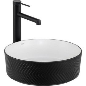 Lena E-W5002SB Mat Siyah Beyaz Tezgah Üstü Lavabo