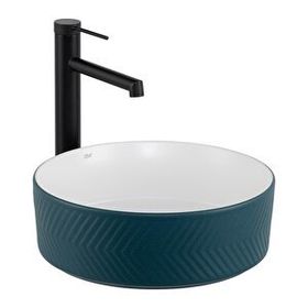 Lena E-W5002YB Mat Yeşil Parlak Beyaz Tezgah Üstü Lavabo
