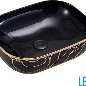 Lena EH-2031AS2 Siyah-Altın Tezgahüstü Lavabo