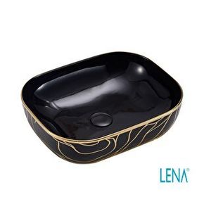 Lena EH-2031AS2 Siyah-Altın Tezgahüstü Lavabo
