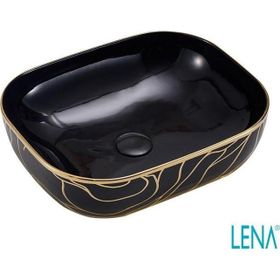 Lena EH-2031AS2 Siyah-Altın Tezgahüstü Lavabo