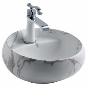 Lena EH-4660M6 Beyaz Mermer Tezgah Üstü Lavabo