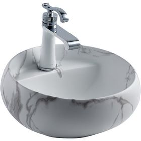 Lena EH-4660M6 Beyaz Mermer Tezgah Üstü Lavabo