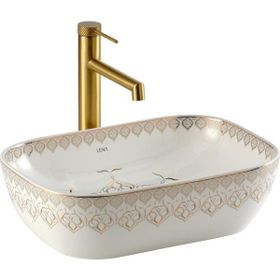 Lena EY-7033 Beyaz Altın Tezgah Üstü Lavabo