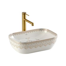 Lena EY-7033 Beyaz Altın Tezgah Üstü Lavabo