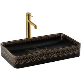 Lena EY-7034S Siyah-Altın Tezgah Üstü Lavabo