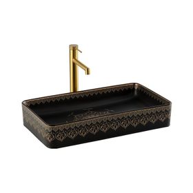 Lena EY-7034S Siyah-Altın Tezgah Üstü Lavabo