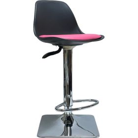 Lenatech Siyah Gövde Kare Krom Tablalı Pembe Bar Taburesi