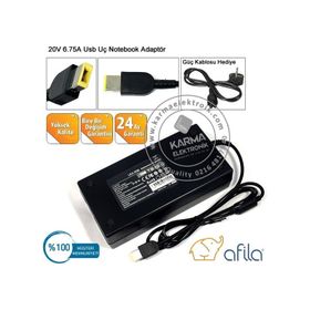 Lenovo C40-30 C4030 20V 6.75A 135w Uyumlu Laptop Adaptör