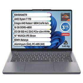 Lenovo IdeaPad Slim 3 14ARP10 83K600A6TR Ryzen 7 170 16GB RAM 512GB SSD FreeDOS 14 inç Laptop