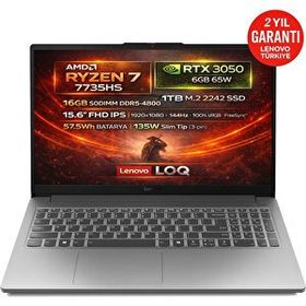 Lenovo LOQ 15ARP10E 83S00032TR Ryzen 7 7735HS 16GB RAM 1TB SSD 6GB RTX 3050 FreeDOS 15.6 inç Oyun Bilgisayarı