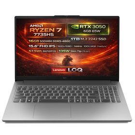 Lenovo LOQ 15ARP10E 83S00032TR Ryzen 7 7735HS 16GB RAM 1TB SSD 6GB RTX 3050 FreeDOS 15.6 inç Oyun Bilgisayarı