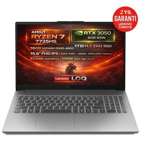 Lenovo LOQ 15ARP10E 83S00032TR Ryzen 7 7735HS 16GB RAM 1TB SSD 6GB RTX 3050 FreeDOS 15.6 inç Oyun Bilgisayarı