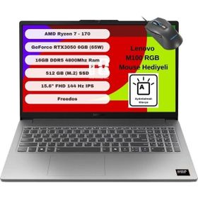 Lenovo LOQ 15ARP10E 83S000E0TR Ryzen 7 170 16GB RAM 512GB SSD RTX 3050 FreeDOS 15.6 inç Gaming Laptop
