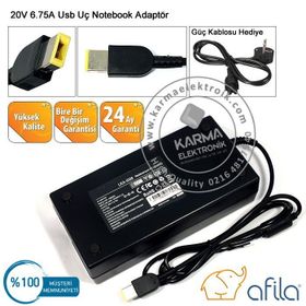 Lenovo Thinkcentre 20V 6.75A Usb Tip Pinli Uç 20V 6.75A 135w Uyumlu Laptop Adaptör