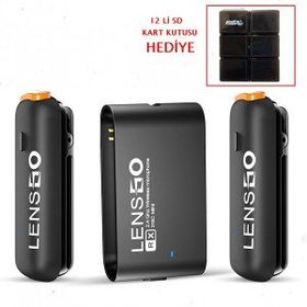 Lensgo 318C Mini 2'li Kablosuz Yaka Mikrofonu