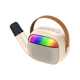Lenyes S227 V5.3 Bej Rgb Işıklı Askılı Mikrofonlu Bluetooth Speaker Hoparlör