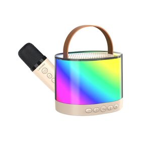 Lenyes S229 V5.3 Bej Rgb Işıklı Askılı Mikrofonlu Bluetooth Speaker Hoparlör