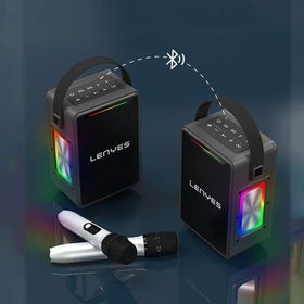 Lenyes S857 RGB Işıklı Çift Mikrofonlu Taşınabilir TWS Siyah Bluetooth Hoparlör