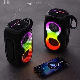 Lenyes S865 Luminous Serisi Çoklu Giriş RGB Işıklı TWS Siyah Bluetooth Hoparlör