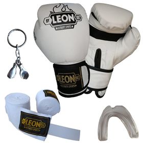 Leon Blade Training Beyaz Boks Eldiveni Bandaj Dişlik Anahtarlık Seti