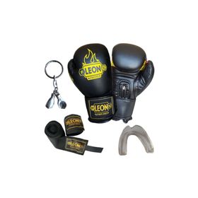 Leon Blade Training Siyah Boks Eldiveni Bandaj Dişlik Anahtarlık Seti