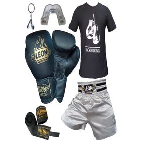 Leon Boks Eldiveni Kick Boks Şortu Tişört Bandaj Dişlik Seti