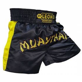 Leon Classic Sarı Nakışlı Muay Thai ve Kick Boks Antrenman Şortu