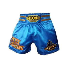 Leon Kick Boxing Nakışlı Mavi Profesyonel Kick Boks Şortu