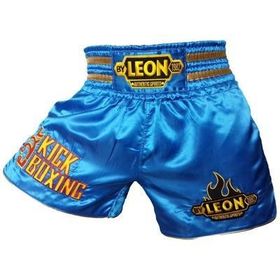 Leon Kick Boxing Nakışlı Mavi Profesyonel Kick Boks Şortu