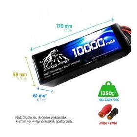 Leopard Power 10000 mAh 22.2V 6S 25C UAV Multirotor Lipo Batarya