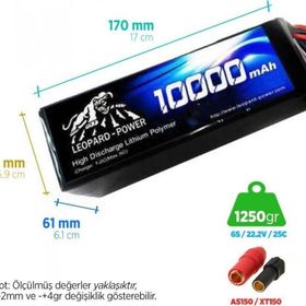 Leopard Power 10000 mAh 22.2V 6S 25C UAV Multirotor Lipo Batarya