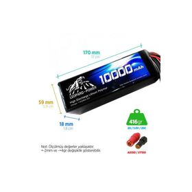 Leopard Power 10000 mAh 7.4V 2S 25C UAV Multirotor Lipo Batarya